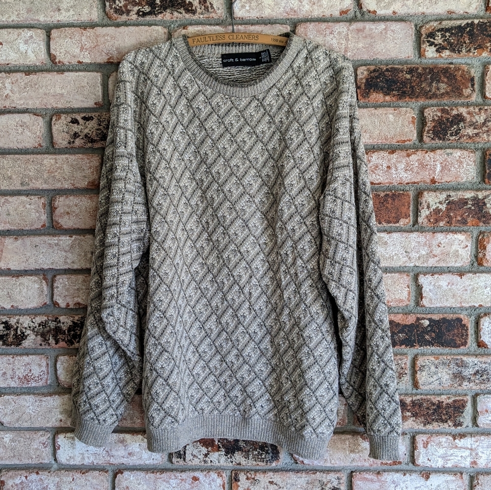 🔷 Croft & Barrow Chunky Diamond Knit Sweater Oversized Large